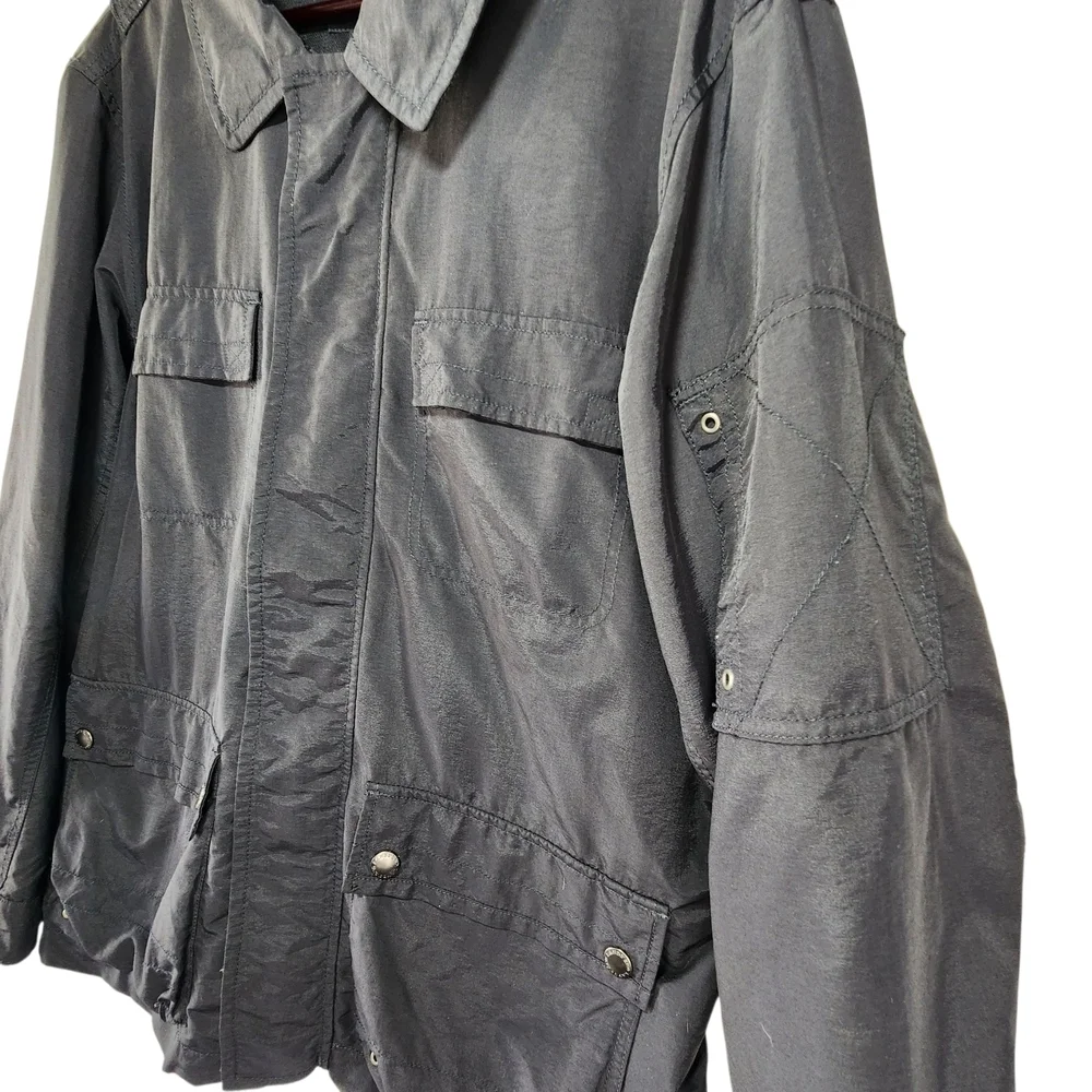 Lands' End Men's Black Jacket Lightweight Utility Large Rain Wind